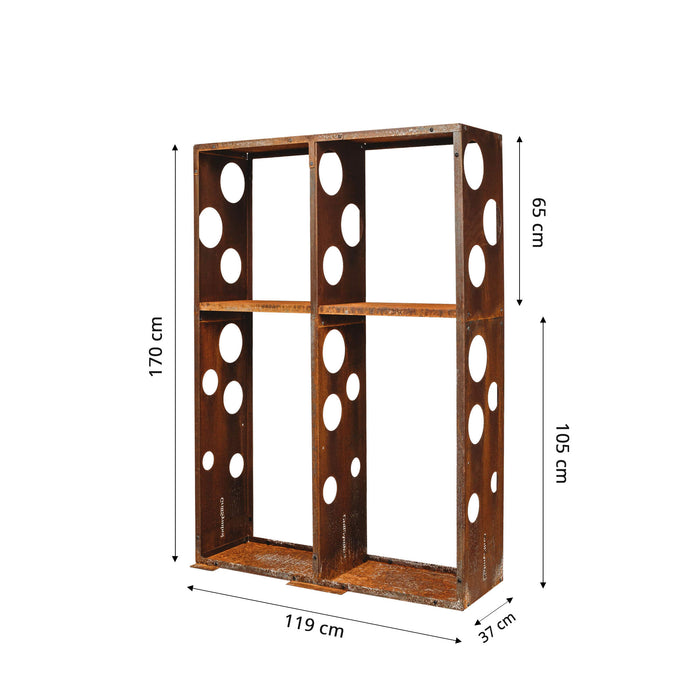 GrillSymbol wooden storage made of corten steel WALL 119*37*170 cm