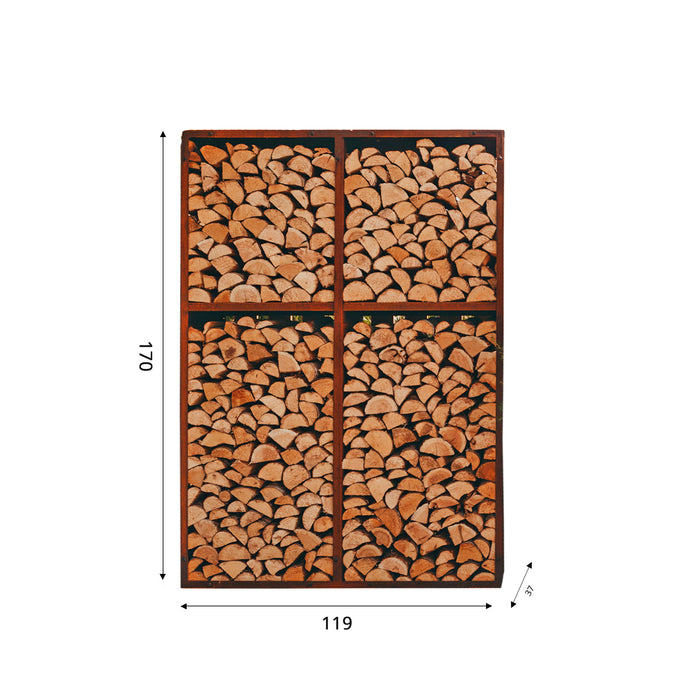 GrillSymbol wooden storage made of corten steel WALL 119*37*170 cm