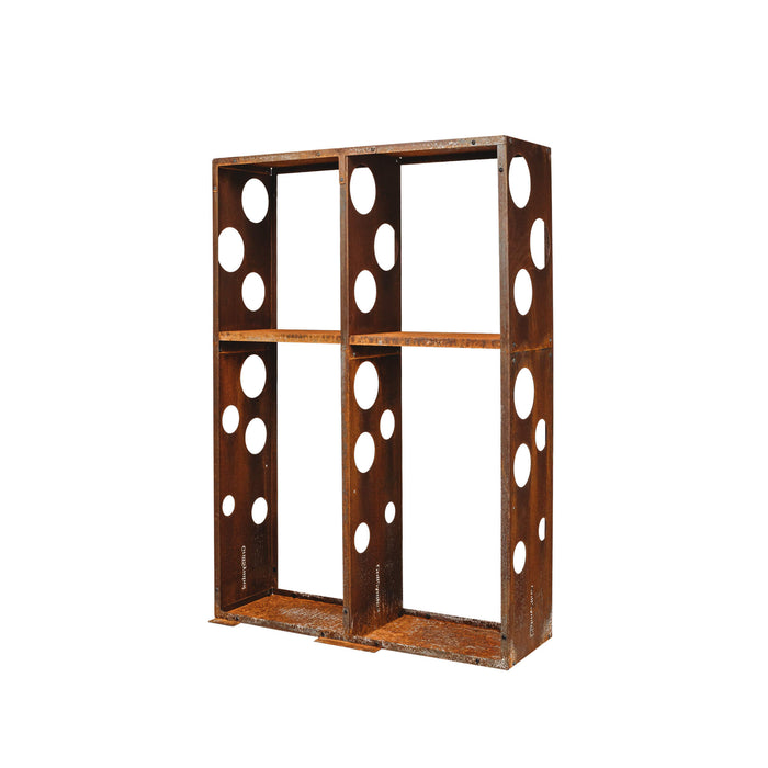 GrillSymbol wooden storage made of corten steel WALL 119*37*170 cm