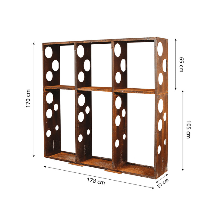 GrillSymbol wooden storage made of corten steel WALL 178*37*170 cm