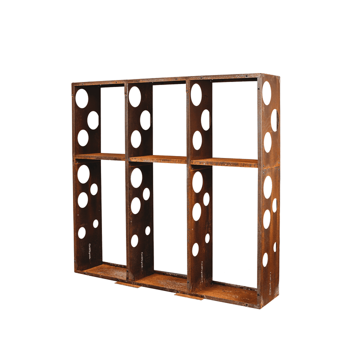 GrillSymbol wooden storage made of corten steel WALL 178*37*170 cm