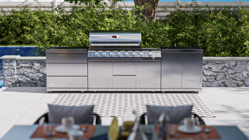 Whistler Outdoor Kitchen 6 Burner BBQ, Double Doors and Triple Drawer