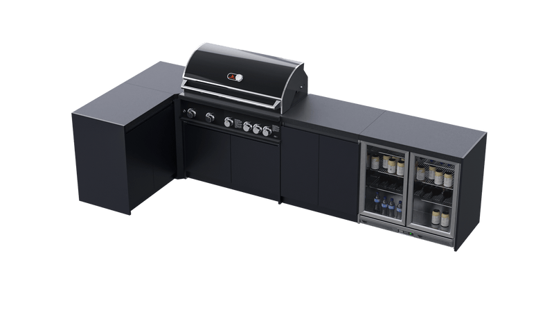 Whistler Fairford Black Outdoor Kitchen with Burford 5-Burner BBQ | 3.6M X 1.5M Full-Length