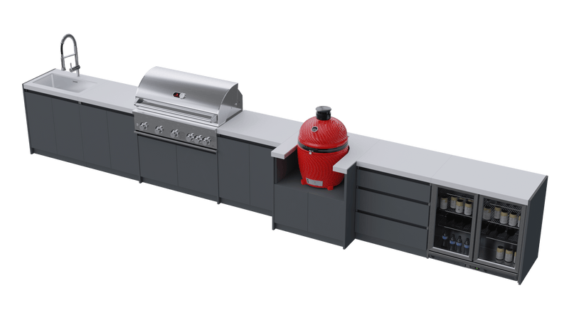 Whistler Fairford Outdoor Kitchen with Burford 5 Burner BBQ | 6M Full-Length