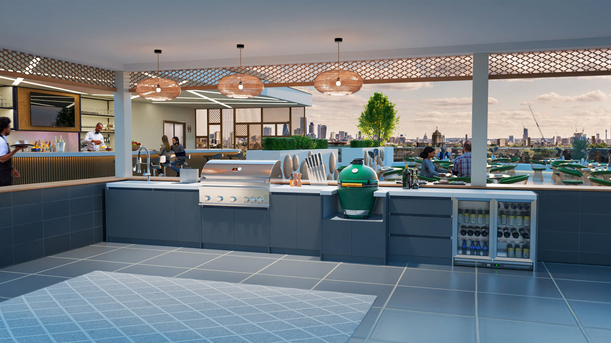 Whistler Fairford Grey Outdoor Kitchen with Burford 5-Burner BBQ | 6M Full Length Setup