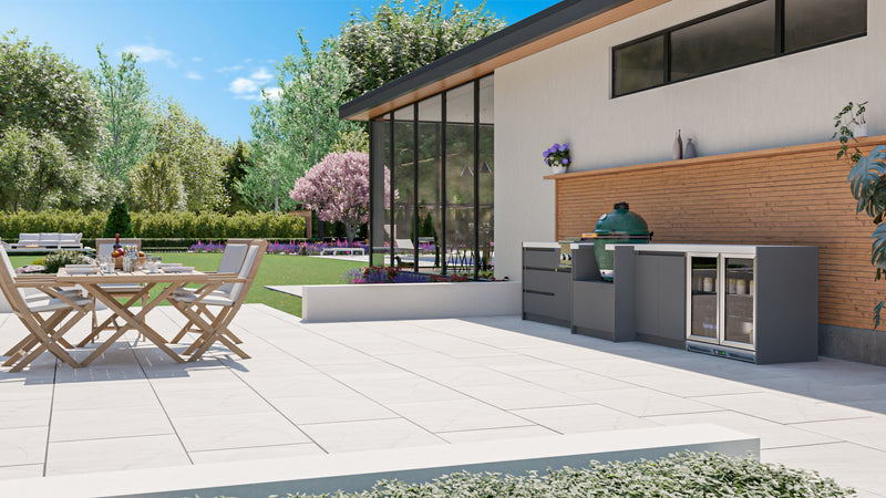 Whistler Fairford Grey Outdoor Kitchen with Green Egg | 4.2M Full-Length