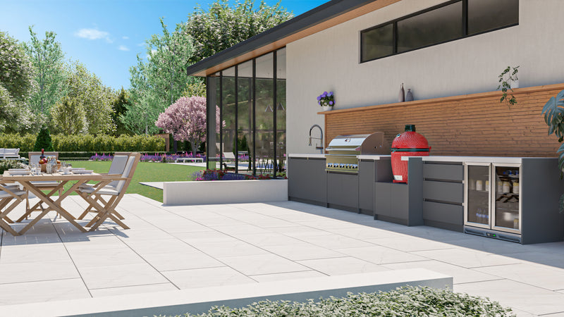 Whistler Fairford Grey Outdoor Kitchen with Burford 5-Burner BBQ | 6M Full Length Setup