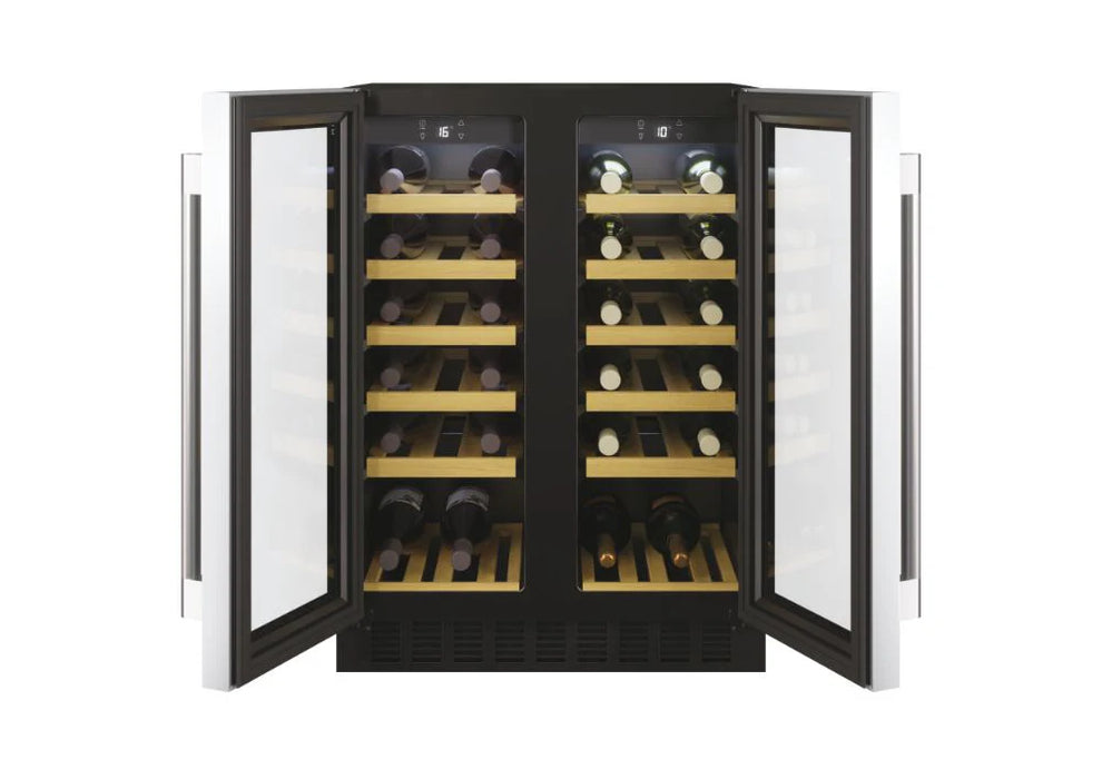 Hoover HWCB60DUK/N 38 Bottle built-in or Freestanding Dual Temperature Wine and Drinks Fridge - Black Glass and Stainless Steel