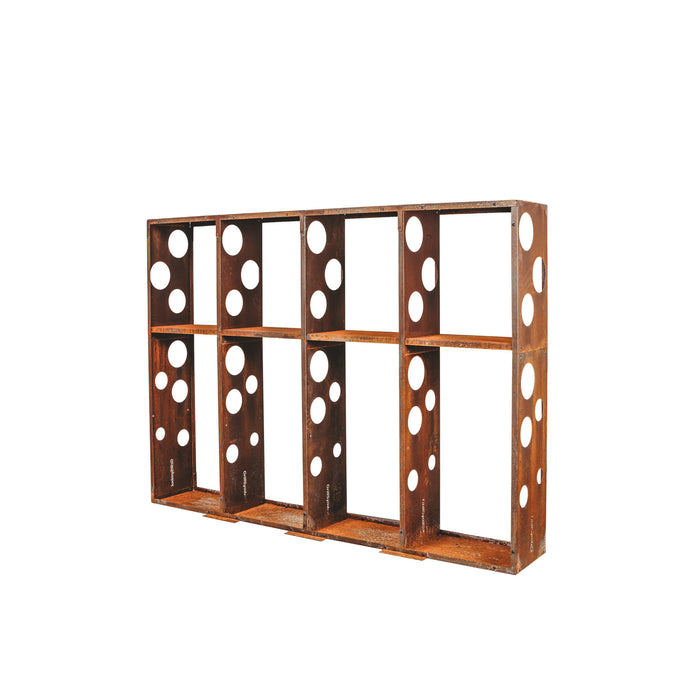 GrillSymbol wooden bearing made of corten steel WALL-L 237*37*170 cm