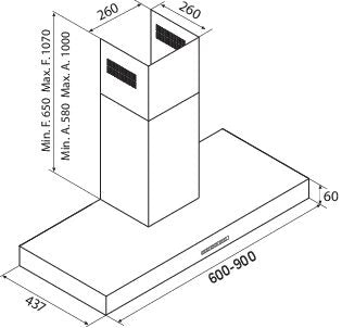 Airforce F53 D2 60cm Wall Mounted Cooket Hood with Touch Controls in Stainless Steel Finish