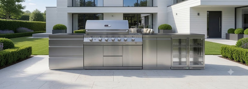 Whistler Outdoor Kitchen 6 Burner BBQ, Fridge, Triple Drawer and Gas Bottle Cabinet | 4M