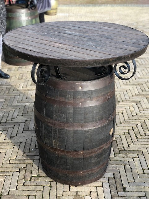 Oak Standing Bar Table Wine Barrel - Brown