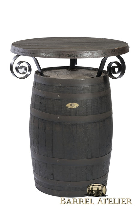 Oak Standing Bar Table Wine Barrel - Brown