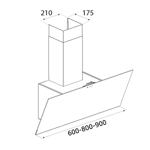 Airforce Alpha 90cm Wall Mounted Cooker hood with Push button Control, Integra Ready- Black glass finish