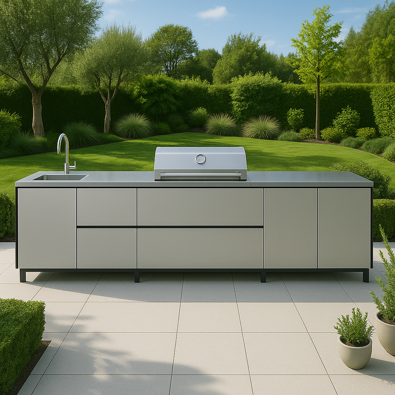 Hoppilif Outdoor Kitchen | BeefEater Proline & Sink –  Silver (3.6m)