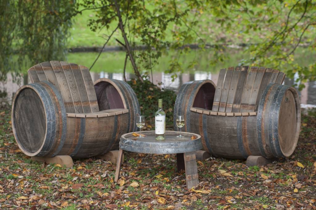 Wine Oak Barrel Lounge Set of 3 "Brandy" - Untreated