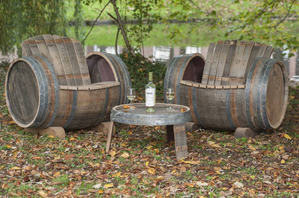 Wine Oak Barrel Lounge Set of 3 "Brandy" - Untreated