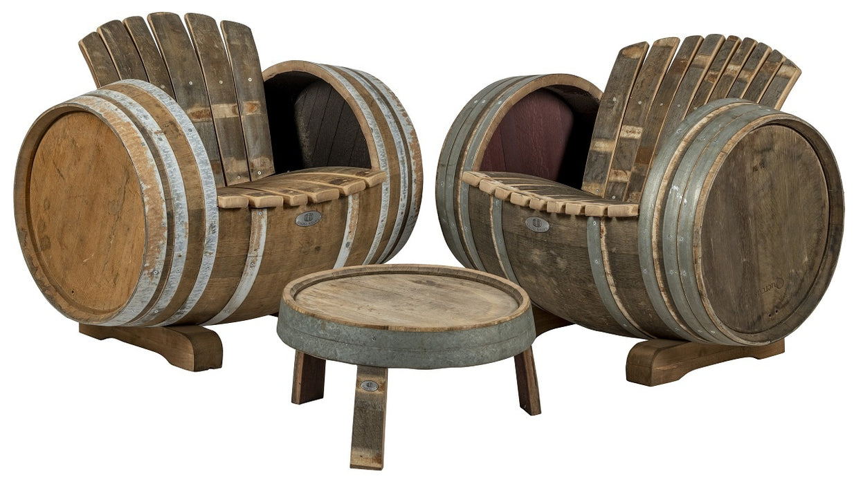 Wine Oak Barrel Lounge Set of 3 "Brandy" - Untreated