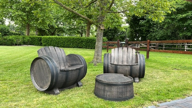 Wine Barrel Lounge 3 Piece Set 'Doc' - Plastic, Brown/Black