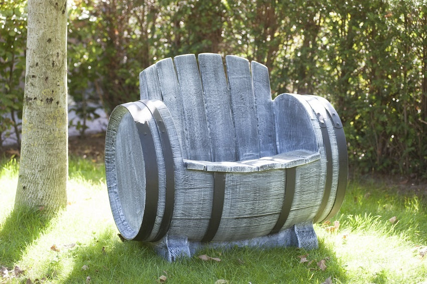 Wine Barrel Lounge Chair - Plastic, White/Grey