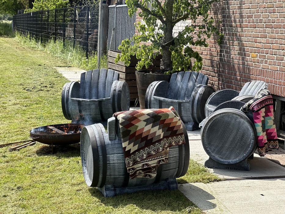 Wine Barrel Lounge Chair - Plastic, White/Grey