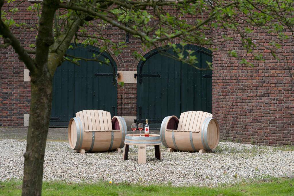 Wine Oak Barrel Lounge "Ruby" - Set of 3 Untreated