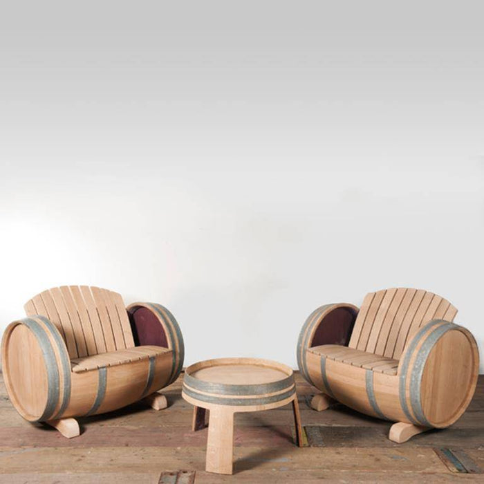 Wine Oak Barrel Lounge "Ruby" - Set of 3 Untreated