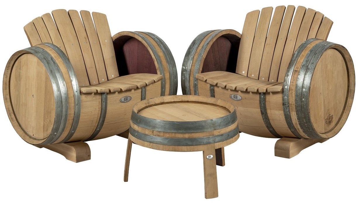 Wine Oak Barrel Lounge "Ruby" - Set of 3 Untreated