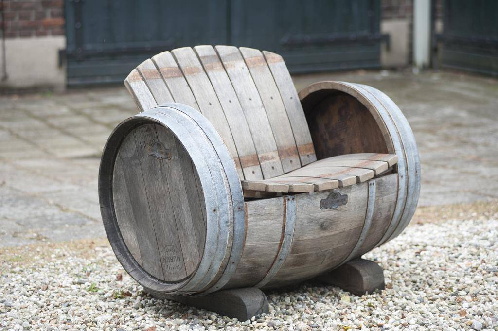 Wine Oak Barrel Lounge Chair "Brandy" - Untreated