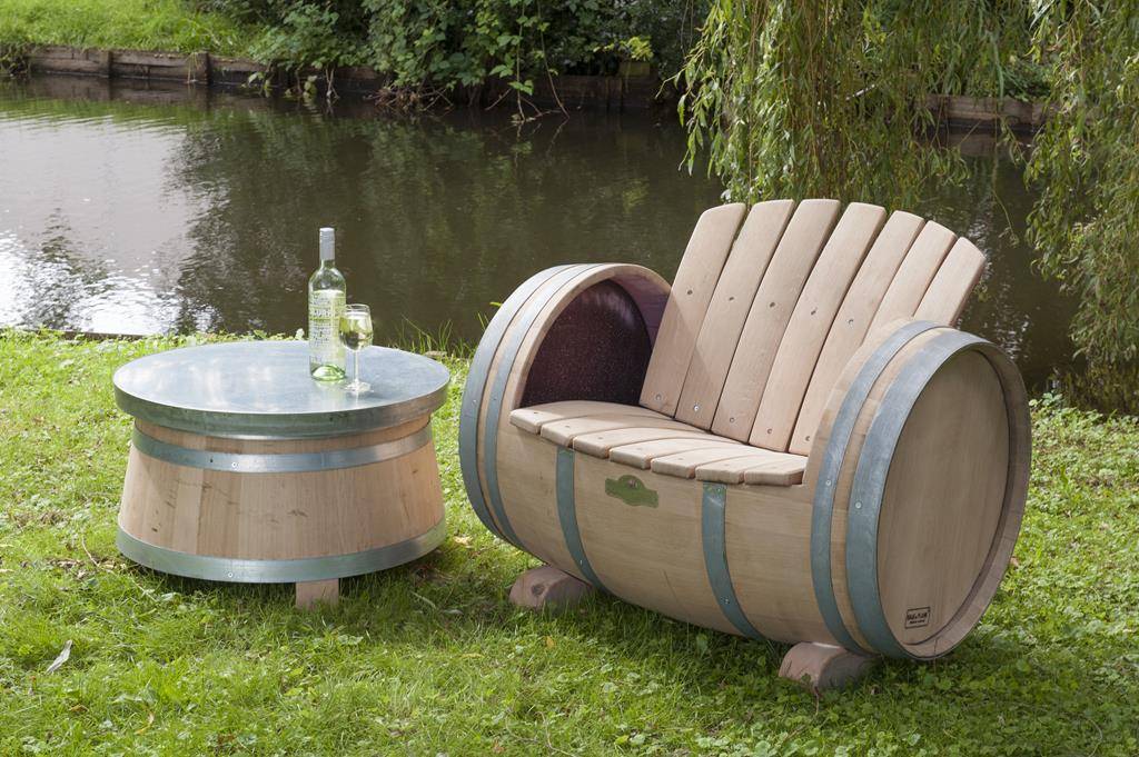 Wine Oak Barrel Lounge Chair "Ruby" - Untreated