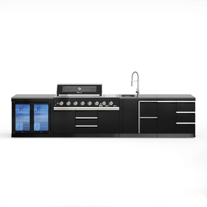 Goriller Outdoor Kitchen | 8-Burner Gas Grill, Double Door Fridge, Sink & Workstation | 4.2m Compact Luxury Design