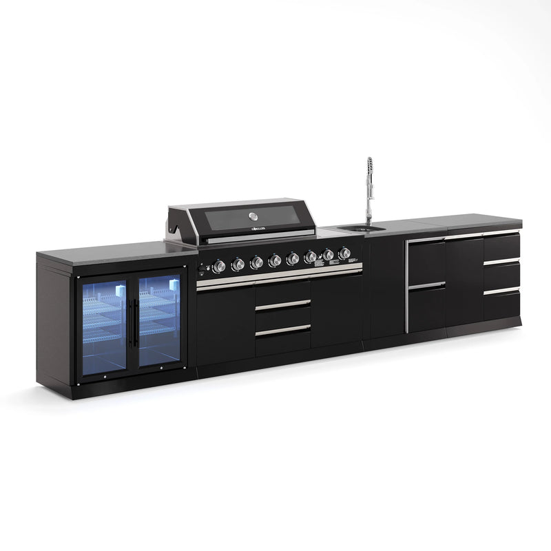 Goriller Outdoor Kitchen | 8-Burner Gas Grill, Double Door Fridge, Sink & Workstation | 4.2m Compact Luxury Design