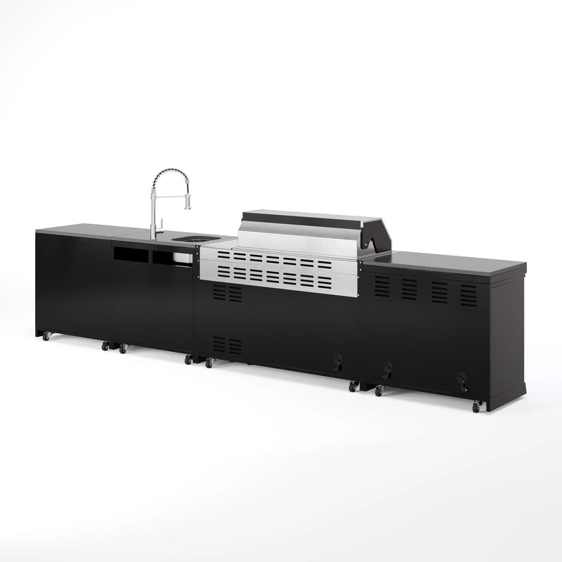 Goriller Outdoor Kitchen | 8-Burner Gas Grill, Double Door Fridge, Sink & Workstation | 4.2m Compact Luxury Design
