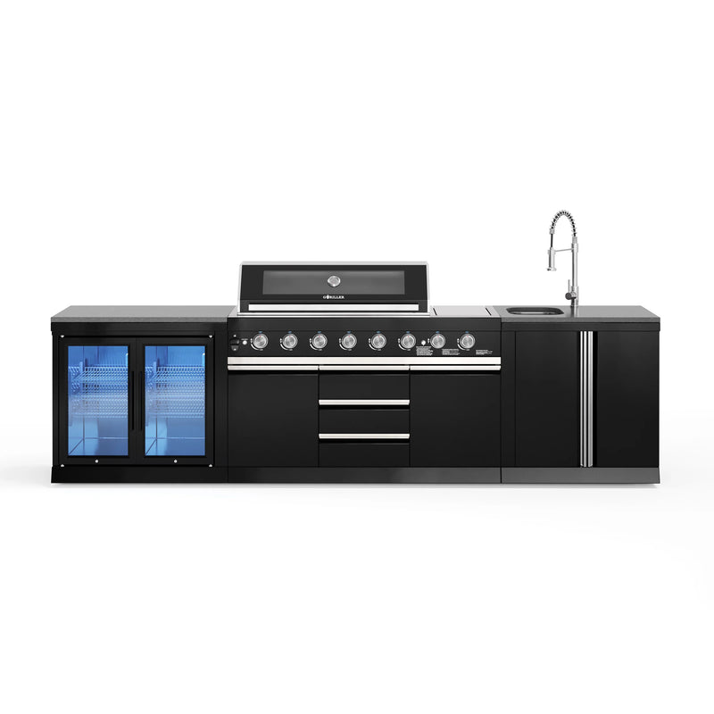 Goriller Outdoor Kitchen | 8-Burner Gas Grill, Double Door Fridge & Sink | 3.3m Compact Luxury Design