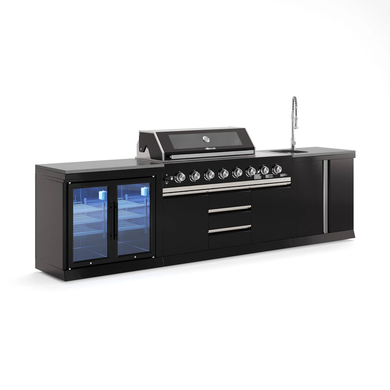 Goriller Outdoor Kitchen | 8-Burner Gas Grill, Double Door Fridge & Sink | 3.3m Compact Luxury Design
