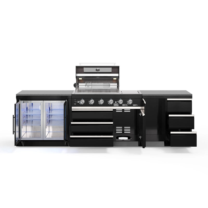 Goriller Outdoor Kitchen | 8-Burner Gas Grill, Double Door Fridge & WorkStation | 3.3m Compact Luxury Design