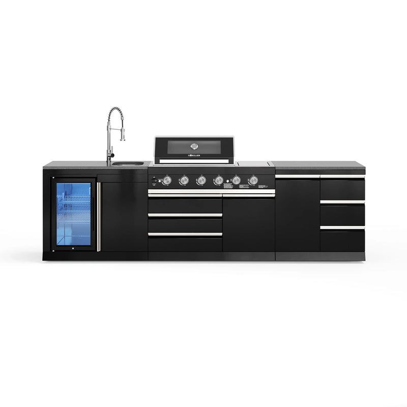 Goriller Outdoor Kitchen | 6-Burner Gas Grill, Sink, Fridge and Work Station | 3m Compact Luxury Design