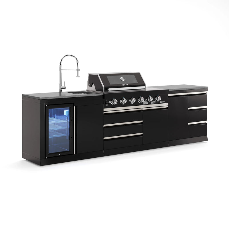 Goriller Outdoor Kitchen | 6-Burner Gas Grill, Sink, Fridge and Work Station | 3m Compact Luxury Design
