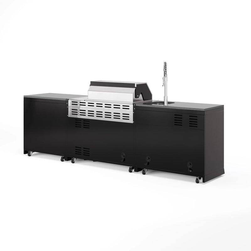 Goriller Outdoor Kitchen | 6-Burner Gas Grill, Sink, Fridge and Work Station | 3m Compact Luxury Design