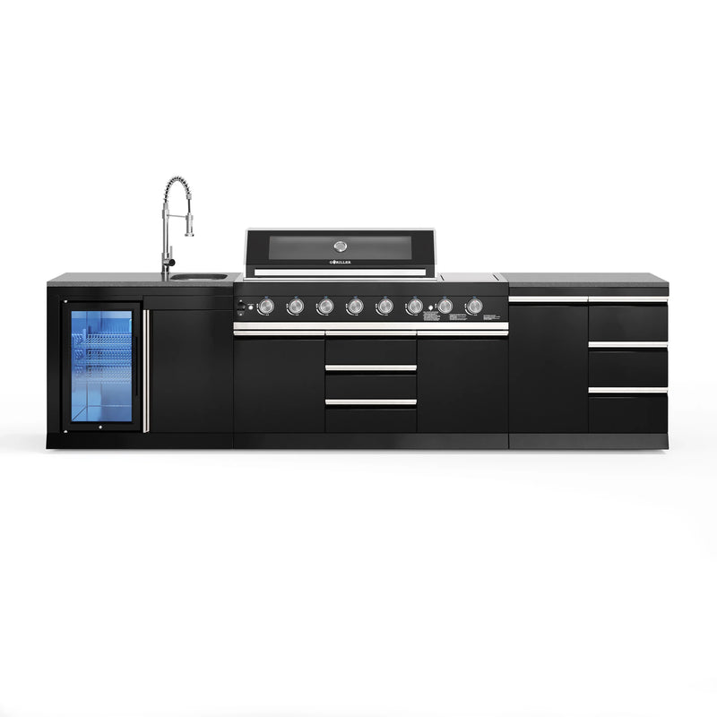 Goriller Outdoor Kitchen | 8-Burner Gas Grill, Fridge, Sink & WorkStation | 3.3m Compact Luxury Design