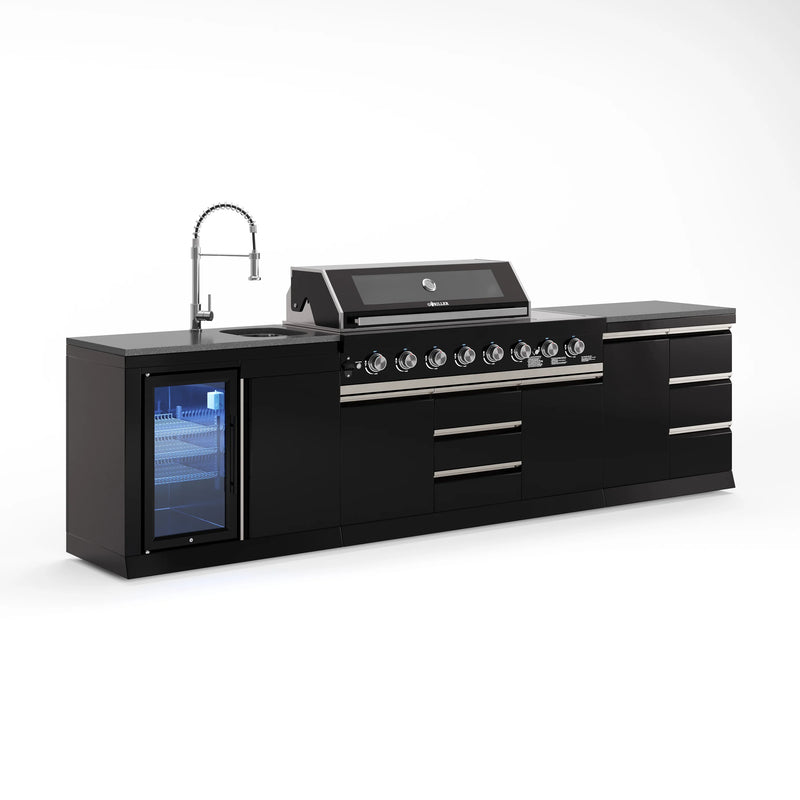 Goriller Outdoor Kitchen | 8-Burner Gas Grill, Fridge, Sink & WorkStation | 3.3m Compact Luxury Design
