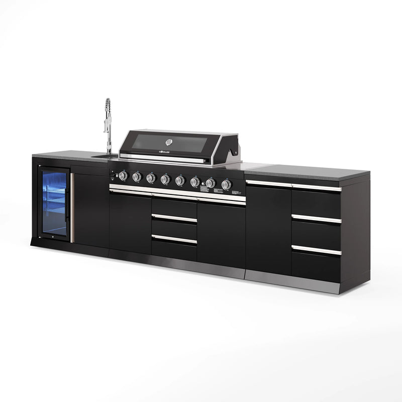 Goriller Outdoor Kitchen | 8-Burner Gas Grill, Fridge, Sink & WorkStation | 3.3m Compact Luxury Design