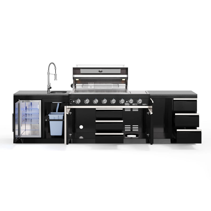 Goriller Outdoor Kitchen | 8-Burner Gas Grill, Fridge, Sink & WorkStation | 3.3m Compact Luxury Design
