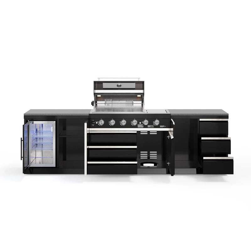 Goriller Outdoor Kitchen | 6-Burner Gas Grill, Drawer and Fridge | 3m Compact Luxury Design