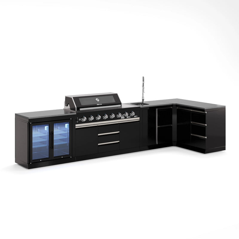 Goriller Outdoor Kitchen | 8-Burner Gas Grill, Double Door Fridge, Sink & Workstation | 4.8m Compact Luxury Design