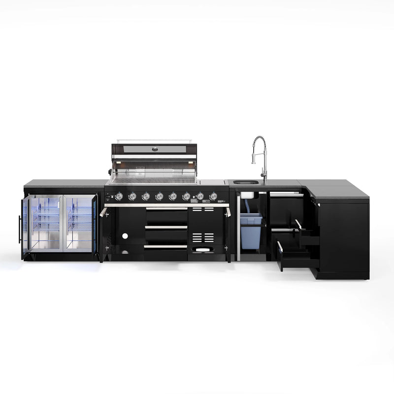 Goriller Outdoor Kitchen | 8-Burner Gas Grill, Double Door Fridge, Sink & Workstation | 4.8m Compact Luxury Design