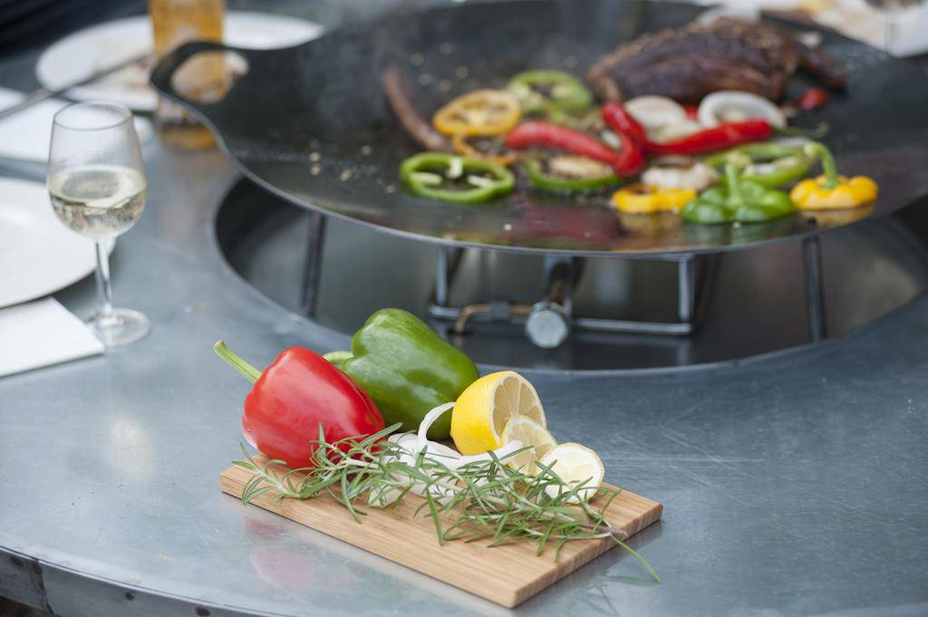 Oak Barrel Barbecue Grill table