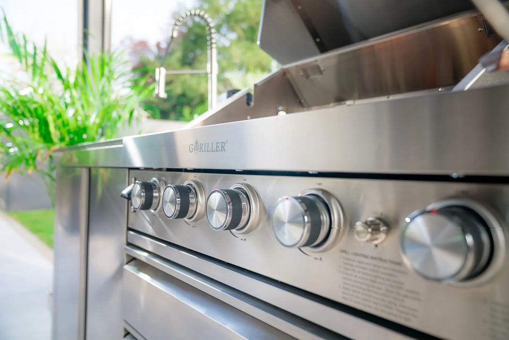 Goriller Outdoor Kitchen SilverBack| 6-Burner Gas Grill, Double Door Fridge and Sink | 3m