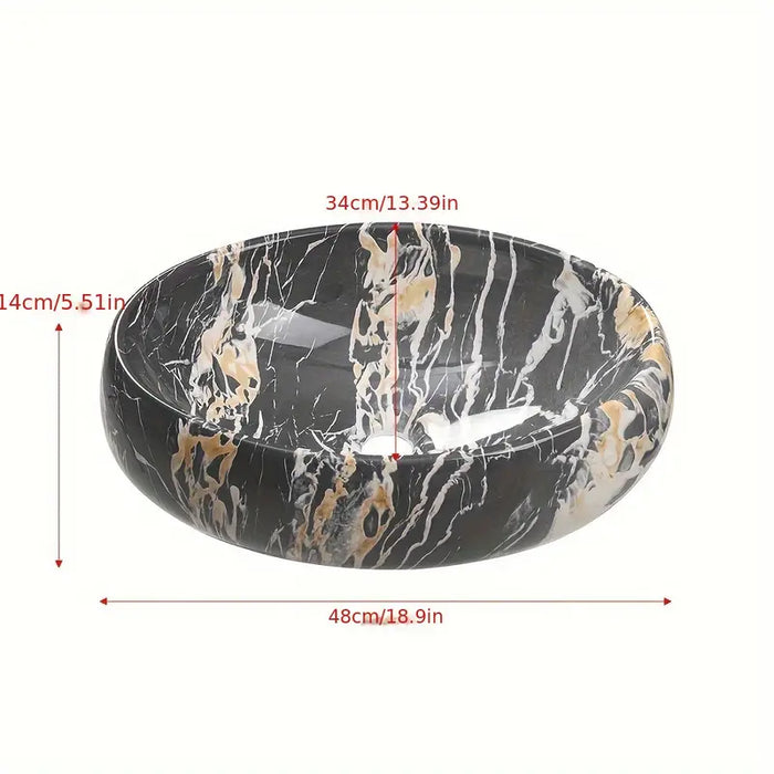 Black Marble Effect Ceramic Sink Basin