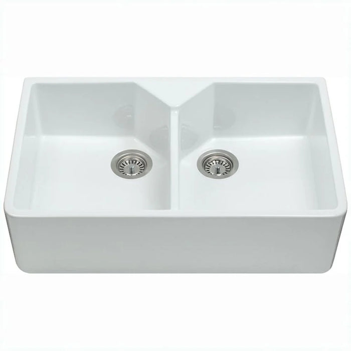 Sink CDA KC12WH Ceramic Belfast style double bowl